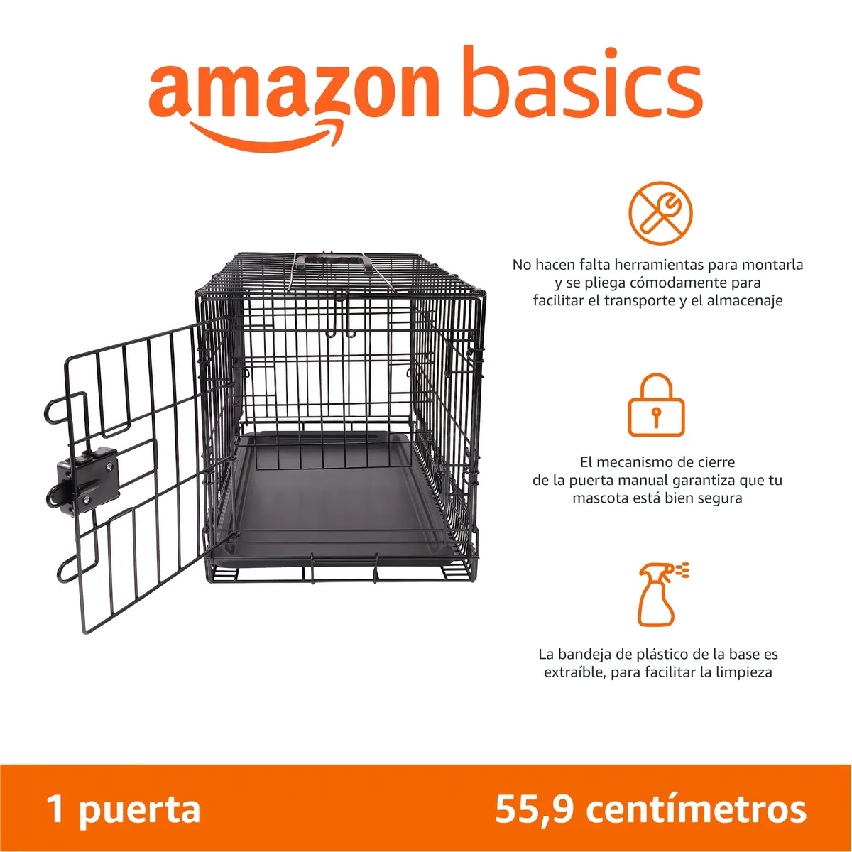 Amazon Basics Jaula metálica plegable 56 cm (1 puerta) — imagen 2