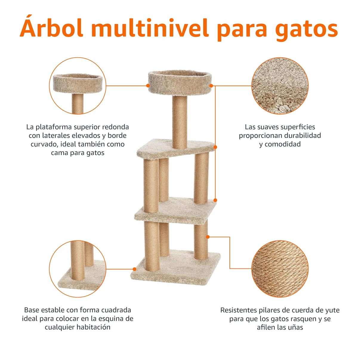 Amazon Basics Torre multinivel 117 cm — imagen 2