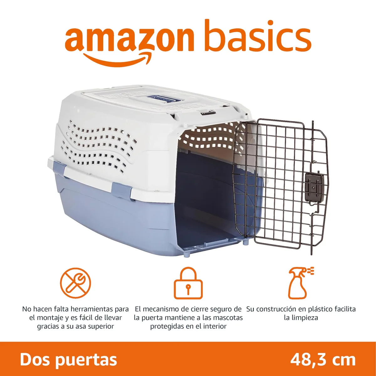 Amazon Basics Transportín rígido 2 puertas 48 cm — imagen 2