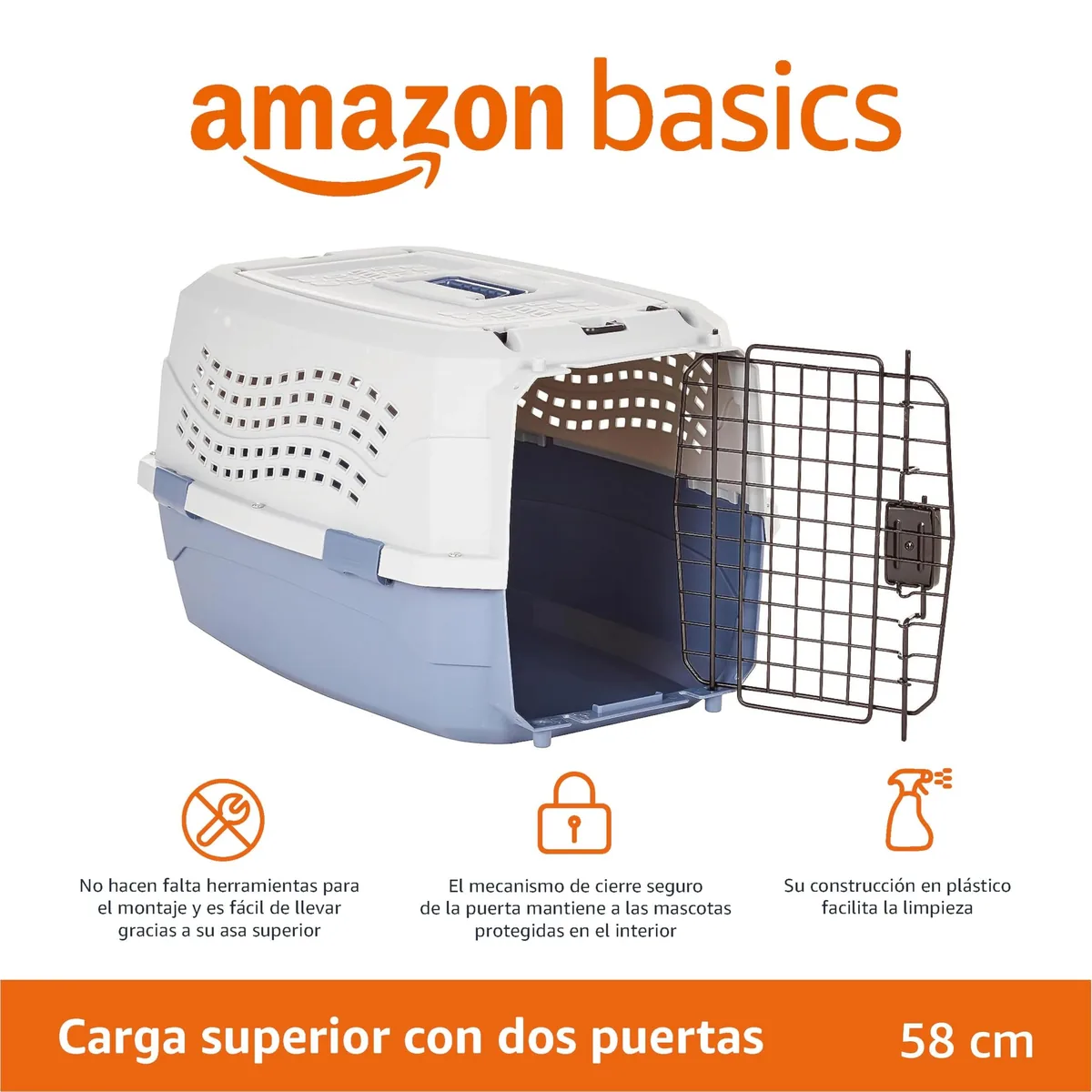 Amazon Basics Transportín rígido 2 puertas 58 cm — imagen 2