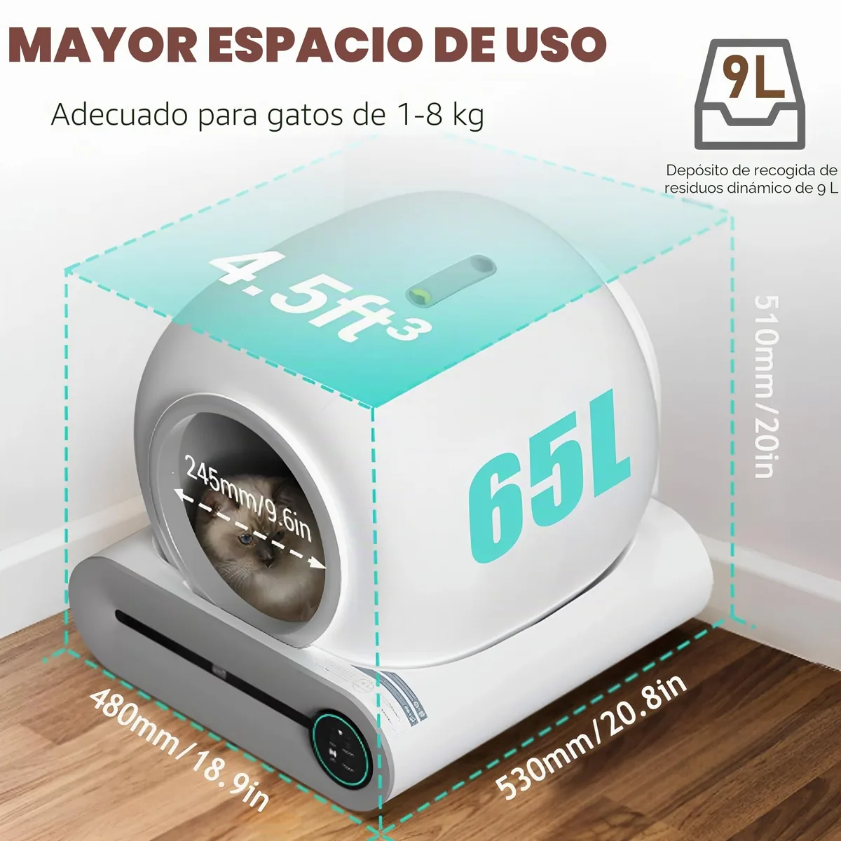 GESEILAY Arenero autolimpiable XXL con app — imagen 2