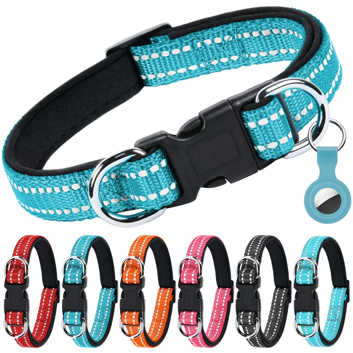 AUAUY Collar de nailon reflectante 360° con acolchado