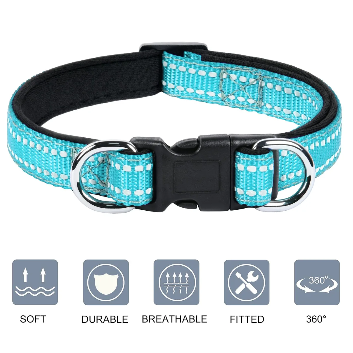 AUAUY Collar de nailon reflectante 360° con acolchado — imagen 4