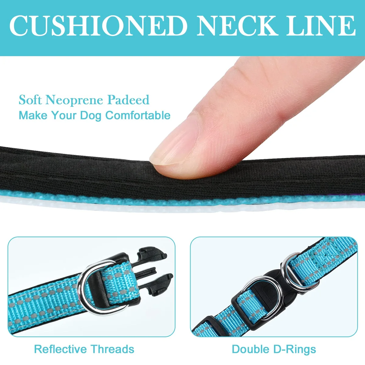 AUAUY Collar de nailon reflectante 360° con acolchado — imagen 5