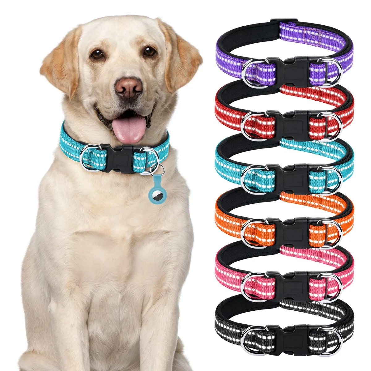 AUAUY Collar de nailon reflectante 360° con acolchado — imagen 8