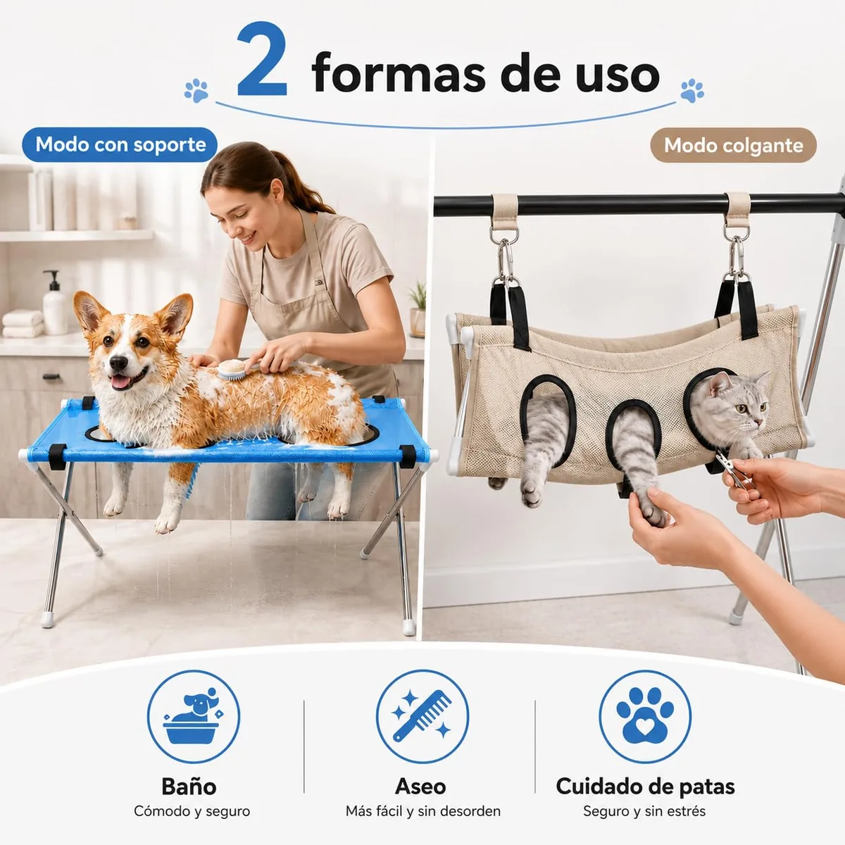 Soporte de baño y aseo con hamaca de 8 agujeros — imagen 2