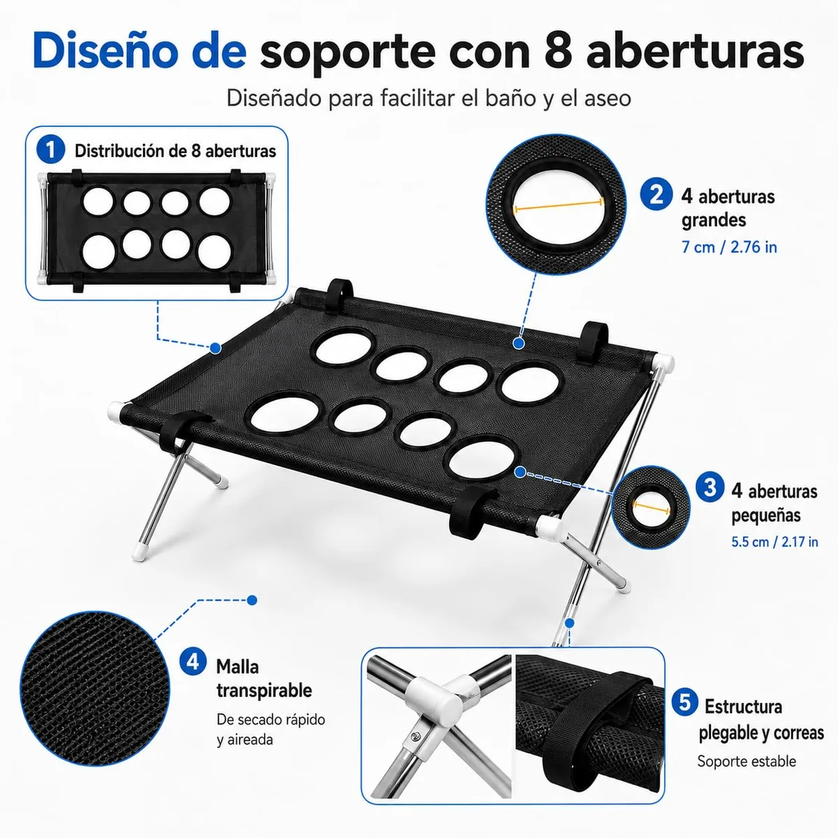 Soporte de baño y aseo con hamaca de 8 agujeros — imagen 4
