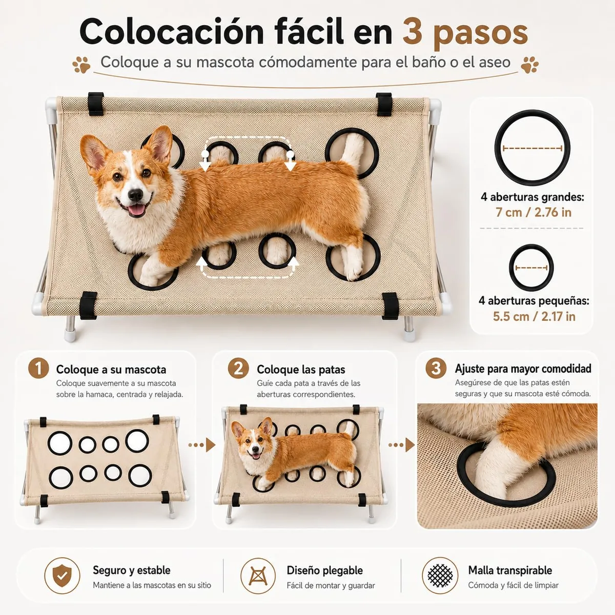 Soporte de baño y aseo con hamaca de 8 agujeros — imagen 5