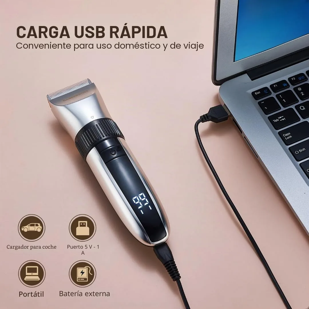 BarberBoss Cortapelos impermeable con pantalla LED — imagen 5