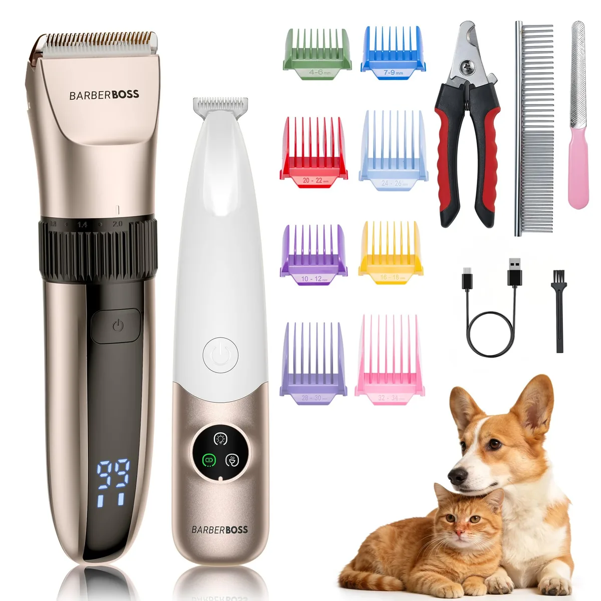 BarberBoss Cortapelos impermeable con pantalla LED — imagen 7