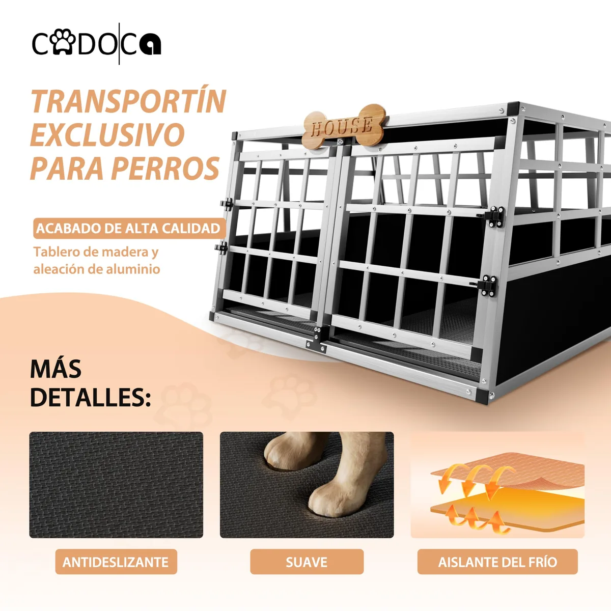 CADOCA Transportín de aluminio para coche 89 x 70 x 51 cm — imagen 6
