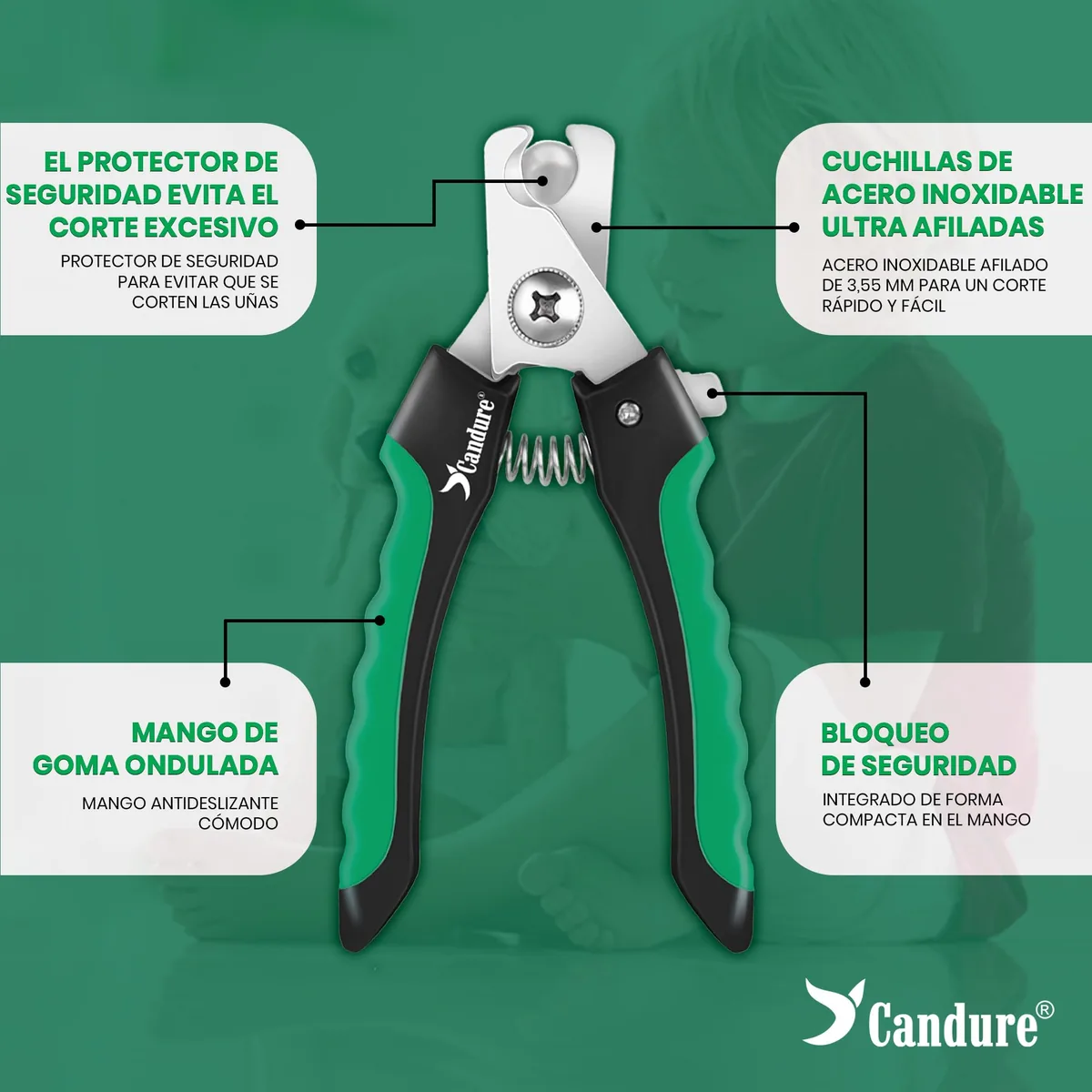 Candure Cortaúñas con protector de seguridad — imagen 4