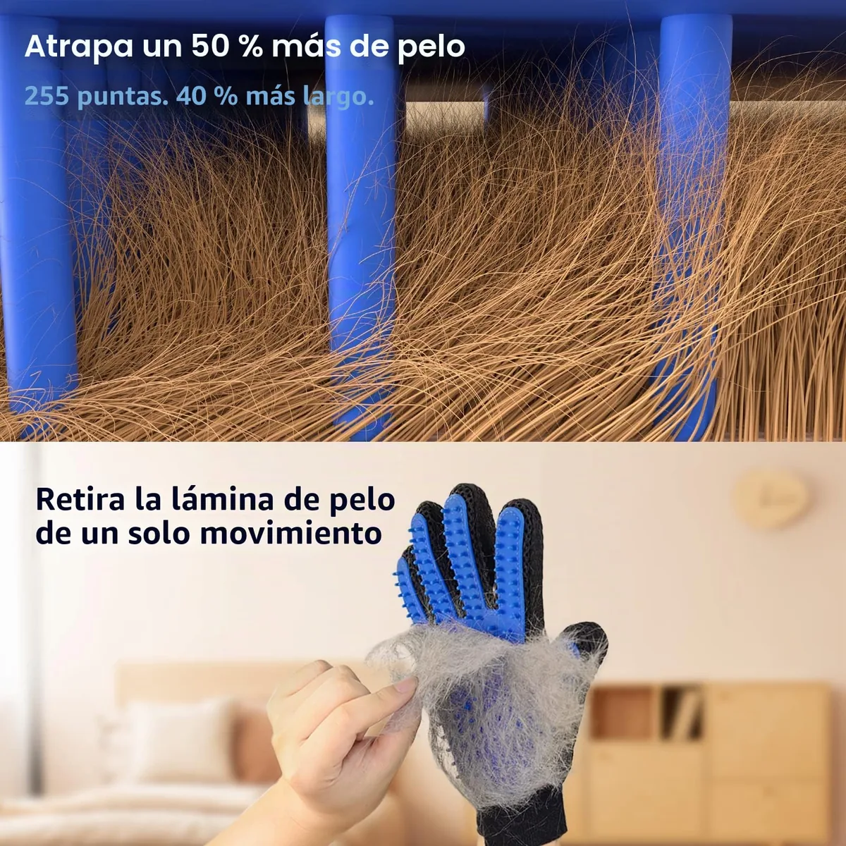 DELOMO Guantes quitapelos con 180 puntas de silicona (par) — imagen 2