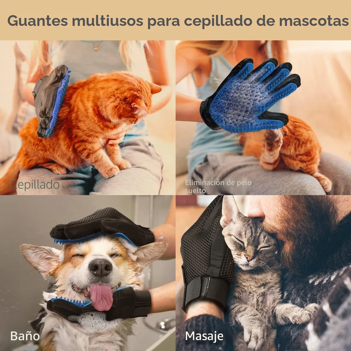DELOMO Guantes quitapelos con 180 puntas de silicona (par) — imagen 6