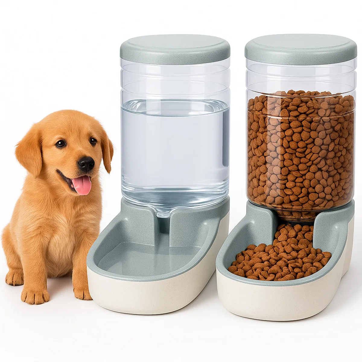 Edipets Dispensador de comida y agua por gravedad (pack de 2)