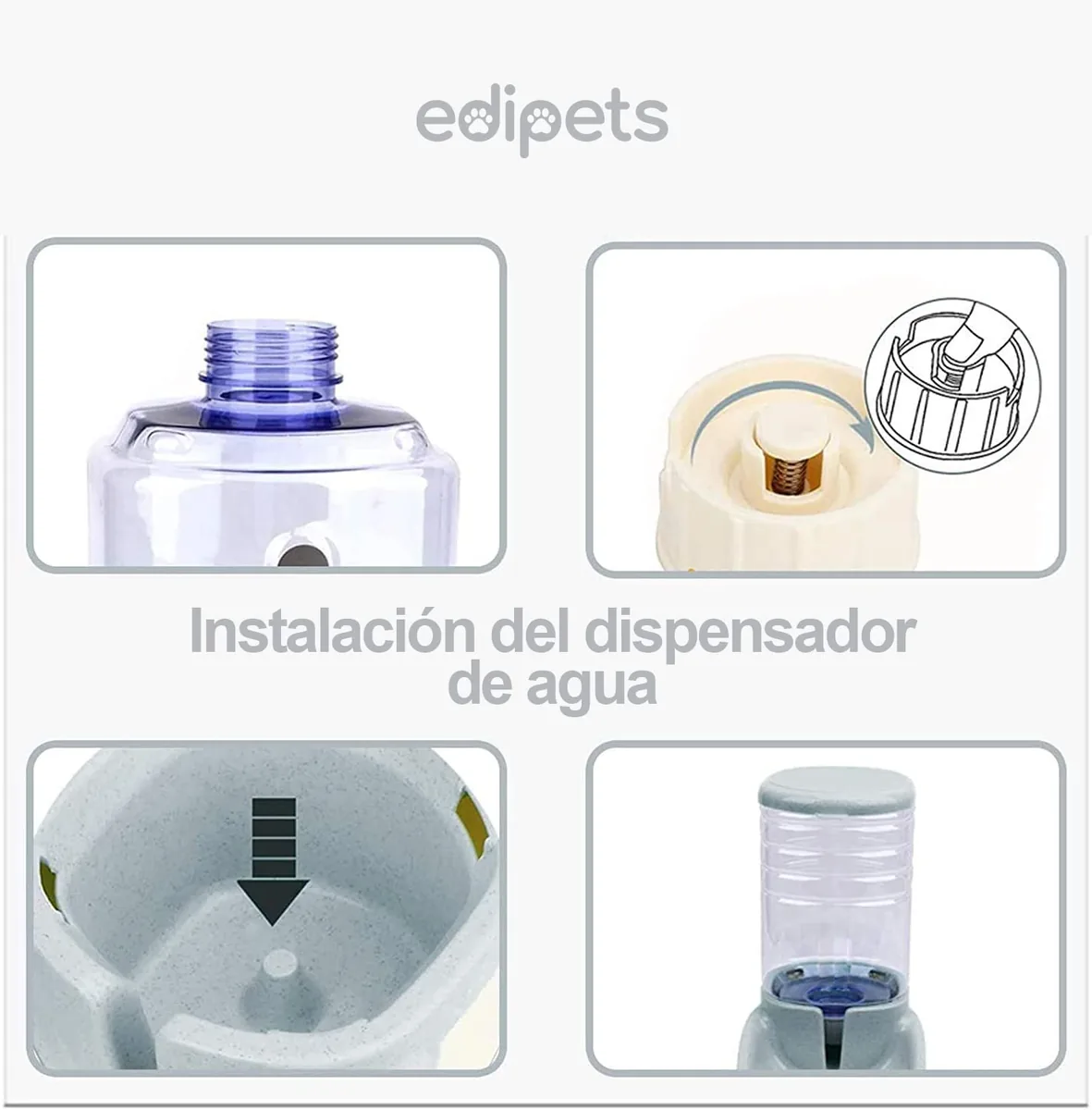 Edipets Dispensador de comida y agua por gravedad (pack de 2) — imagen 2