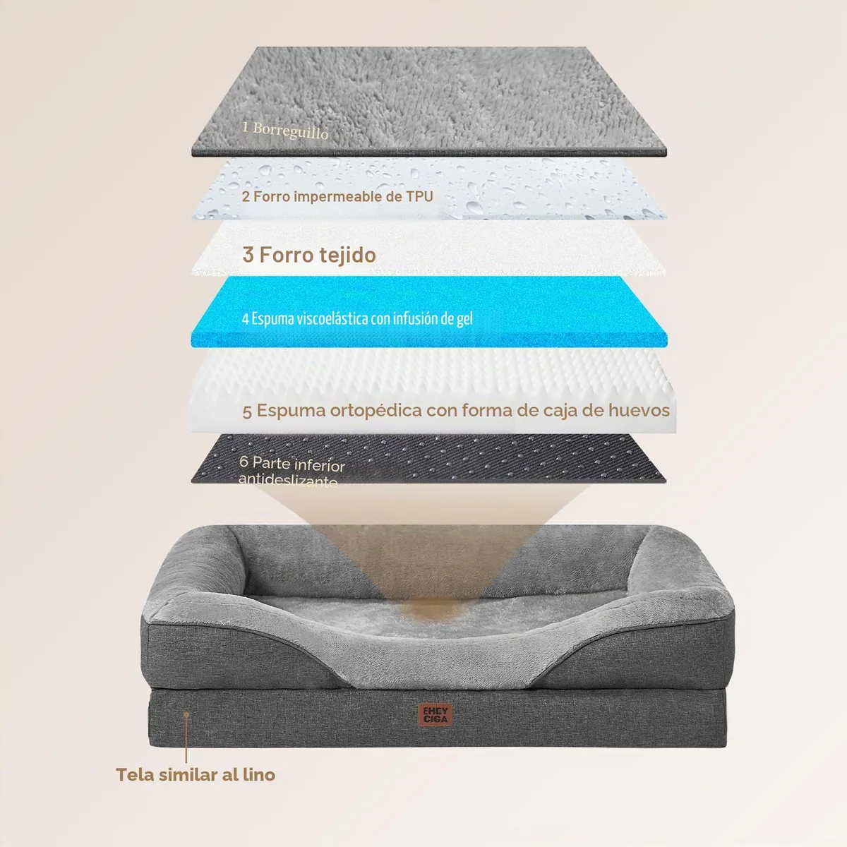 EHEYCIGA Cama ortopédica 106 cm (doble espuma) — imagen 2