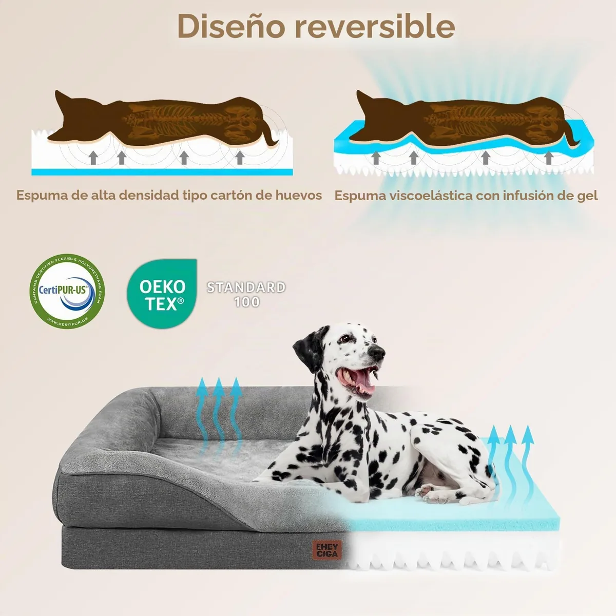 EHEYCIGA Cama ortopédica 106 cm (doble espuma) — imagen 3
