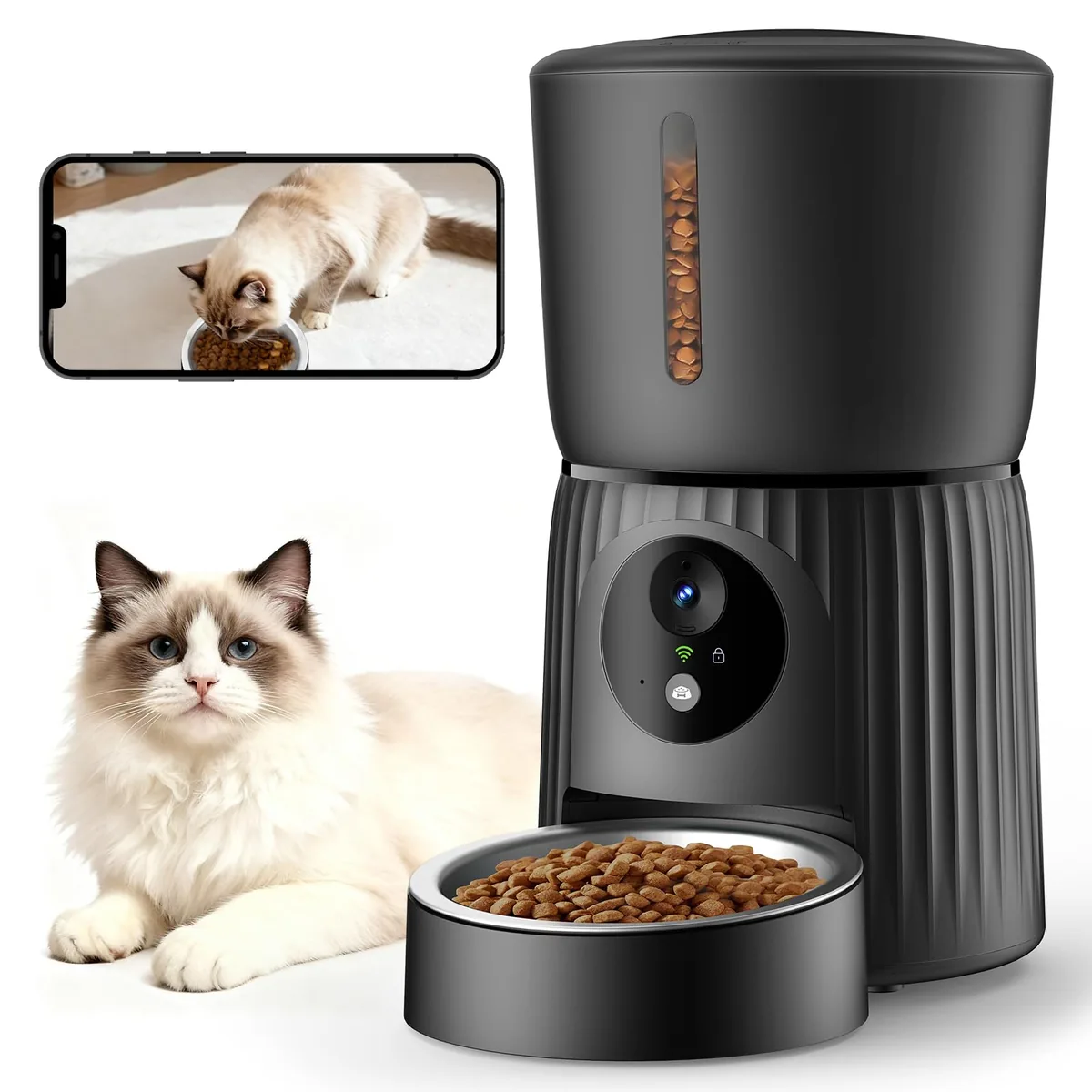 Faroro Comedero automático con cámara 1080p (4 L)