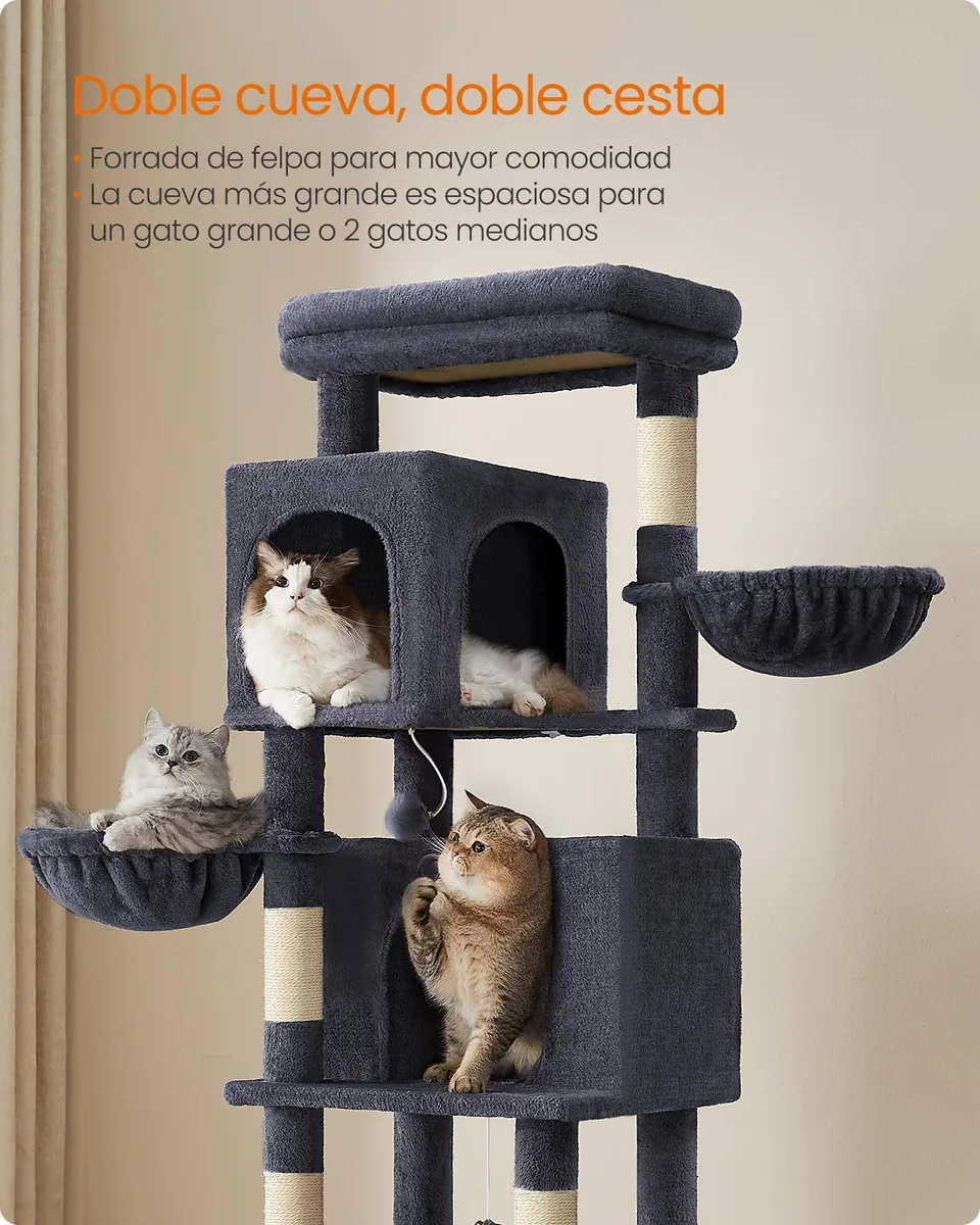 Feandrea Árbol multinivel 174 cm (2 cuevas + hamaca) — imagen 5