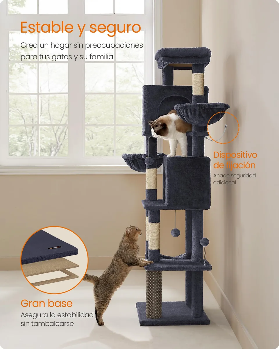 Feandrea Árbol multinivel 174 cm (2 cuevas + hamaca) — imagen 8