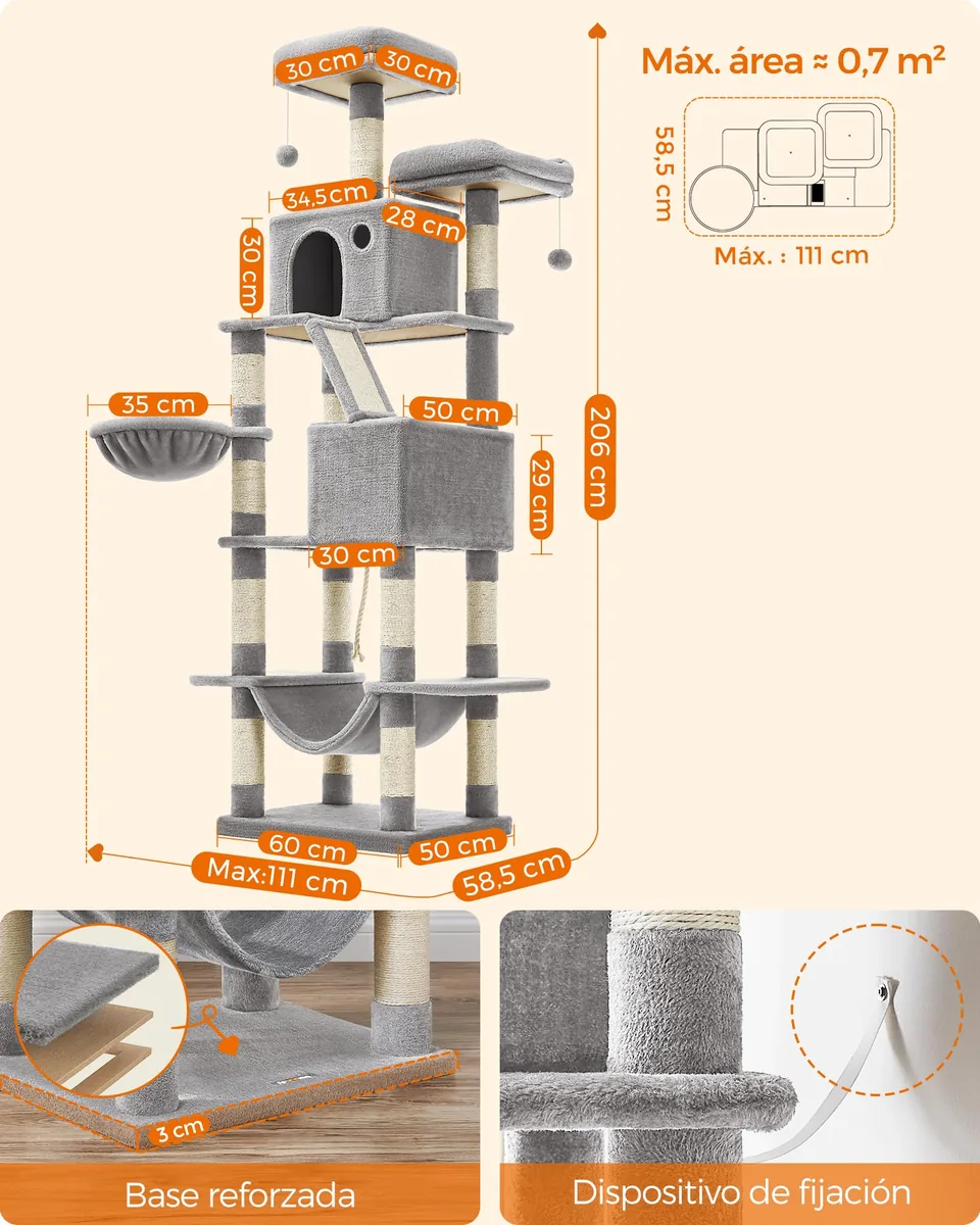Feandrea Árbol para gatos XXL (203 cm) — imagen 6
