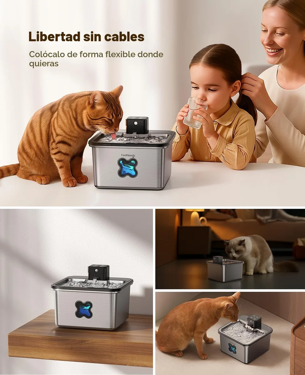 FEELNEEDY Fuente inox 3,2 L sin cable con sensor — imagen 2