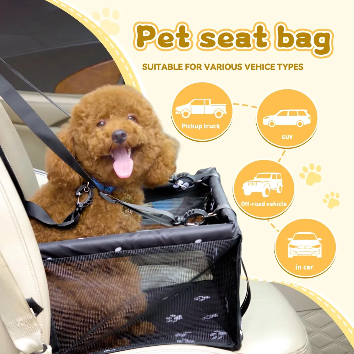 Flagest Asiento de coche elevado para perros pequeños — imagen 4
