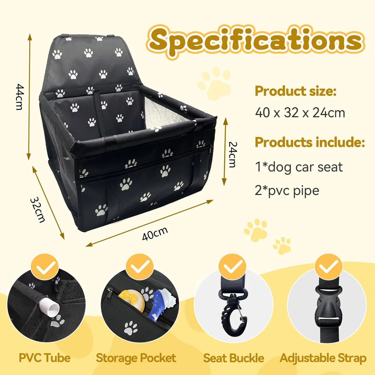 Flagest Asiento de coche elevado para perros pequeños — imagen 5