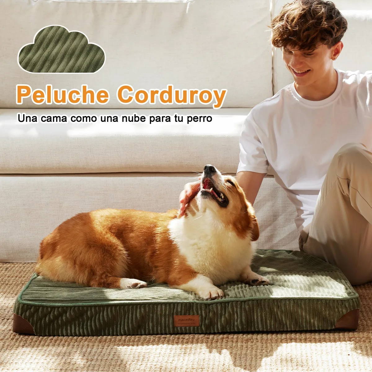 FUKUMARU Colchón ortopédico 91 cm (pana, impermeable) — imagen 2