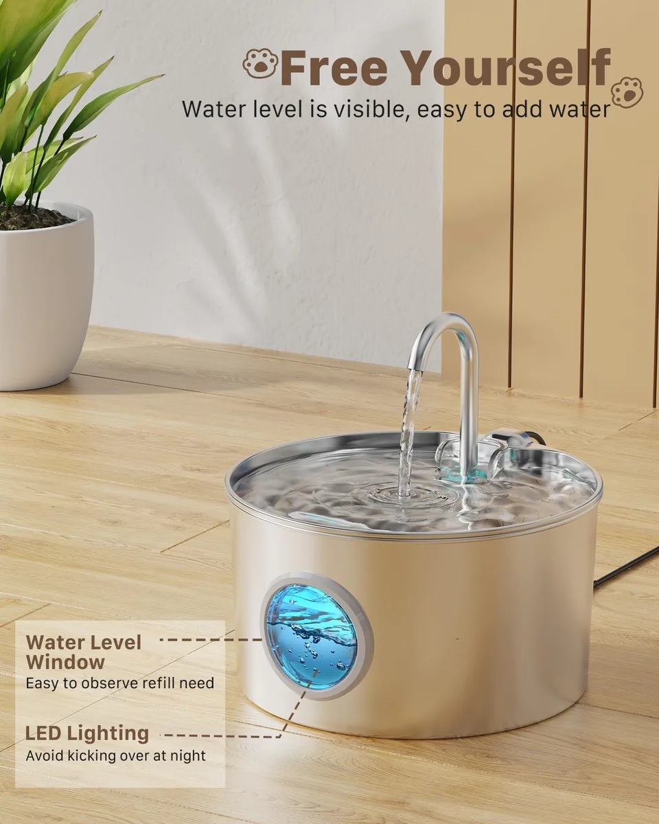 GIOTOHUN Fuente de acero inoxidable 2,2 L — imagen 3