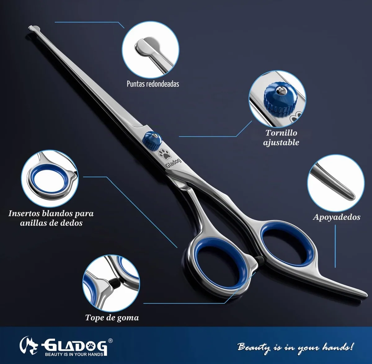 GLADOG Kit de tijeras de peluquería canina 6 en 1 — imagen 3