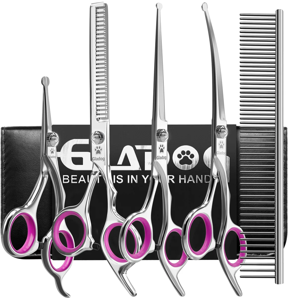 GLADOG Kit de tijeras de peluquería canina 6 en 1 — imagen 7