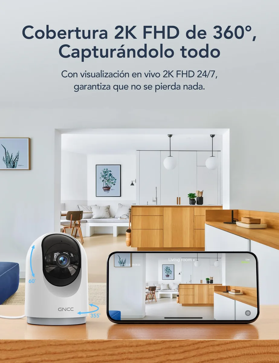 GNCC Cámara interior 2K con seguimiento 360° (pack de 4) — imagen 5