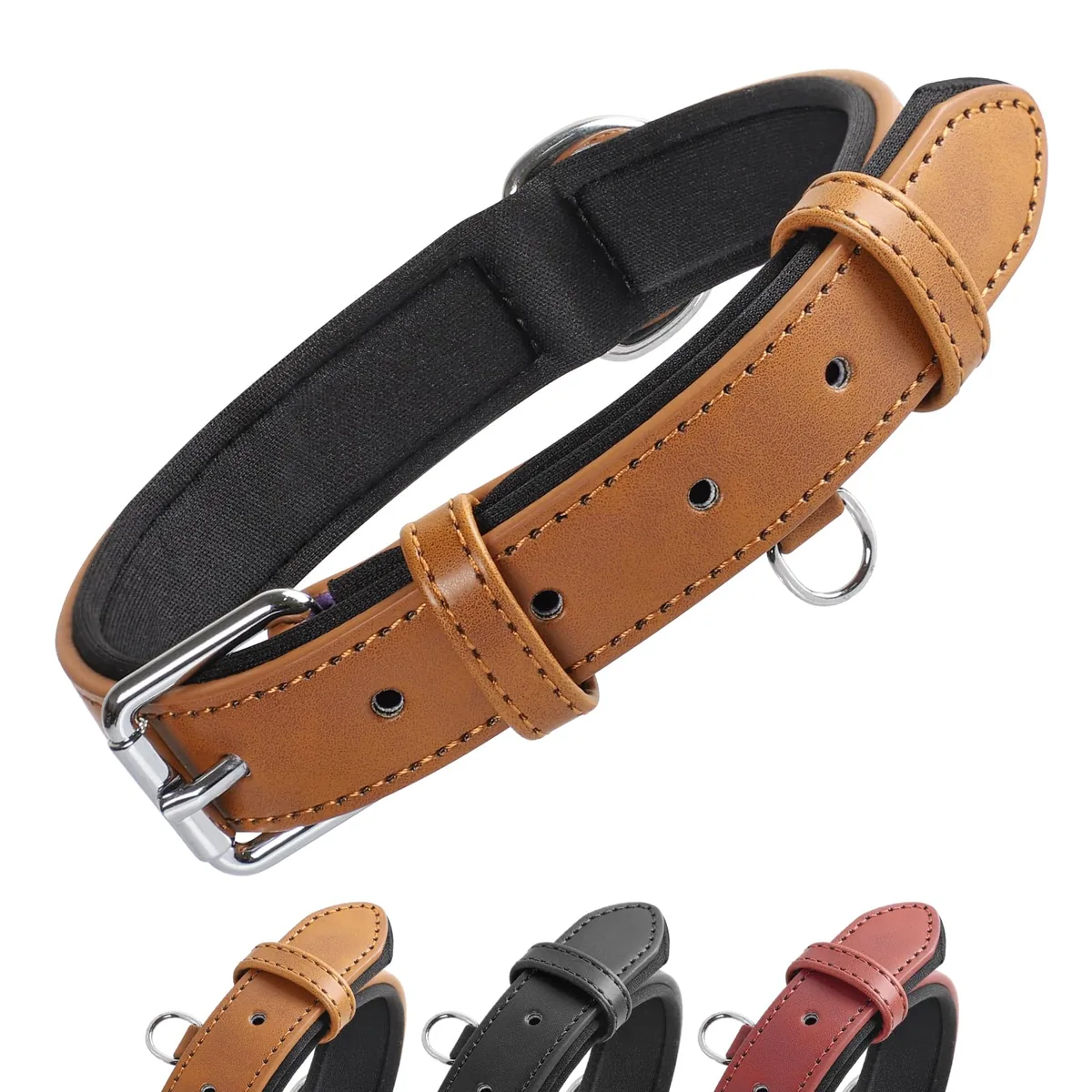 Grand Line Collar de cuero ancho con acolchado interior