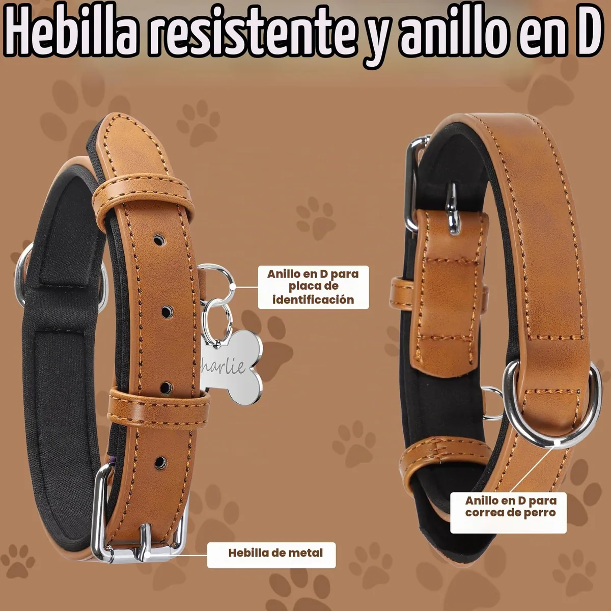 Grand Line Collar de cuero ancho con acolchado interior — imagen 3