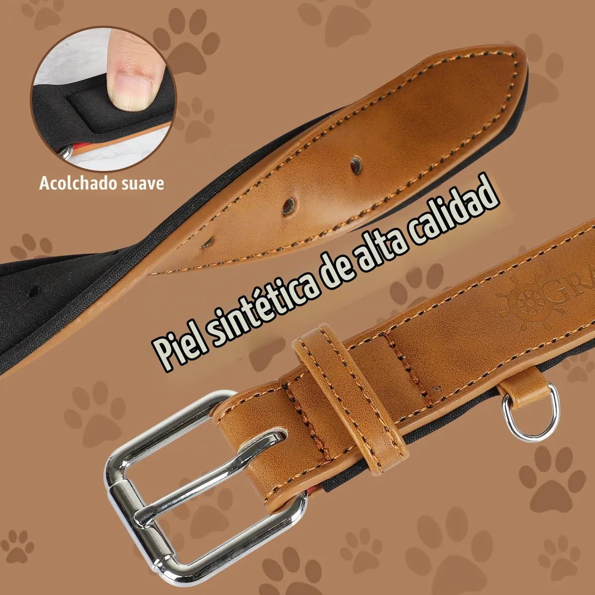 Grand Line Collar de cuero ancho con acolchado interior — imagen 4