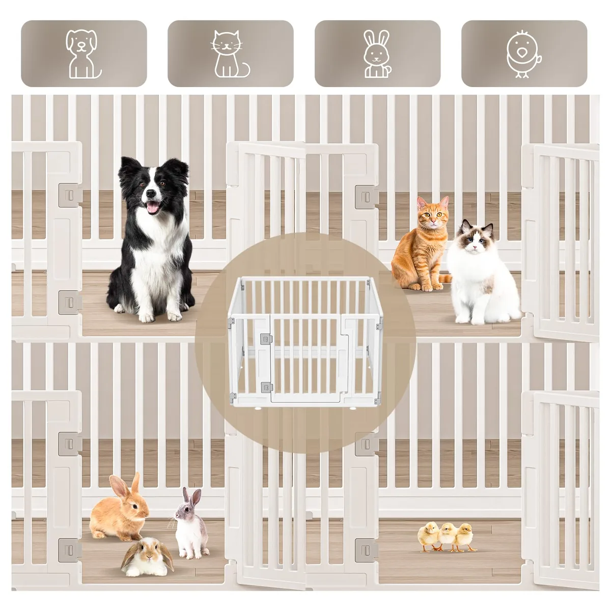 Gupamiga Parque para cachorros 89 x 89 cm con puerta — imagen 5