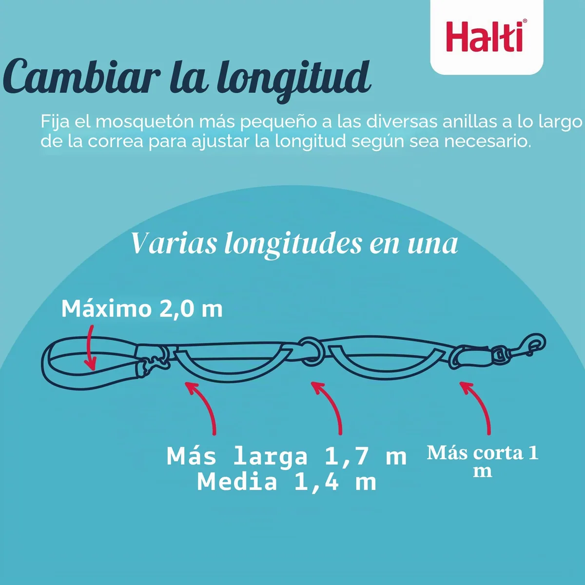 Halti Correa de control de 2 m con doble enganche (7 usos) — imagen 3