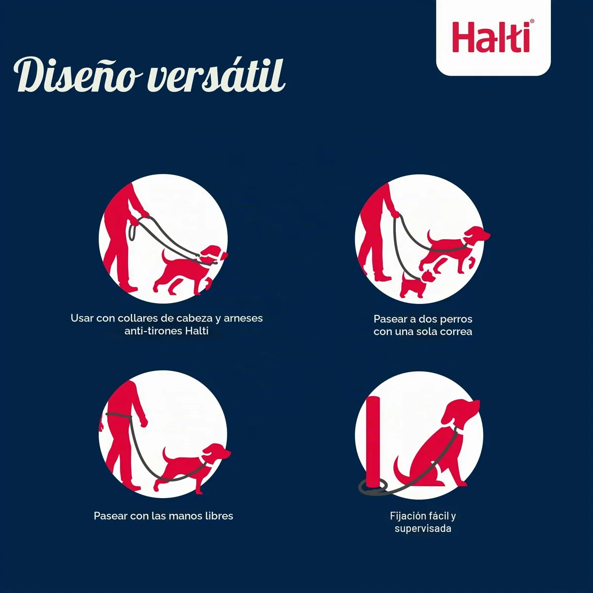 Halti Correa de control de 2 m con doble enganche (7 usos) — imagen 4