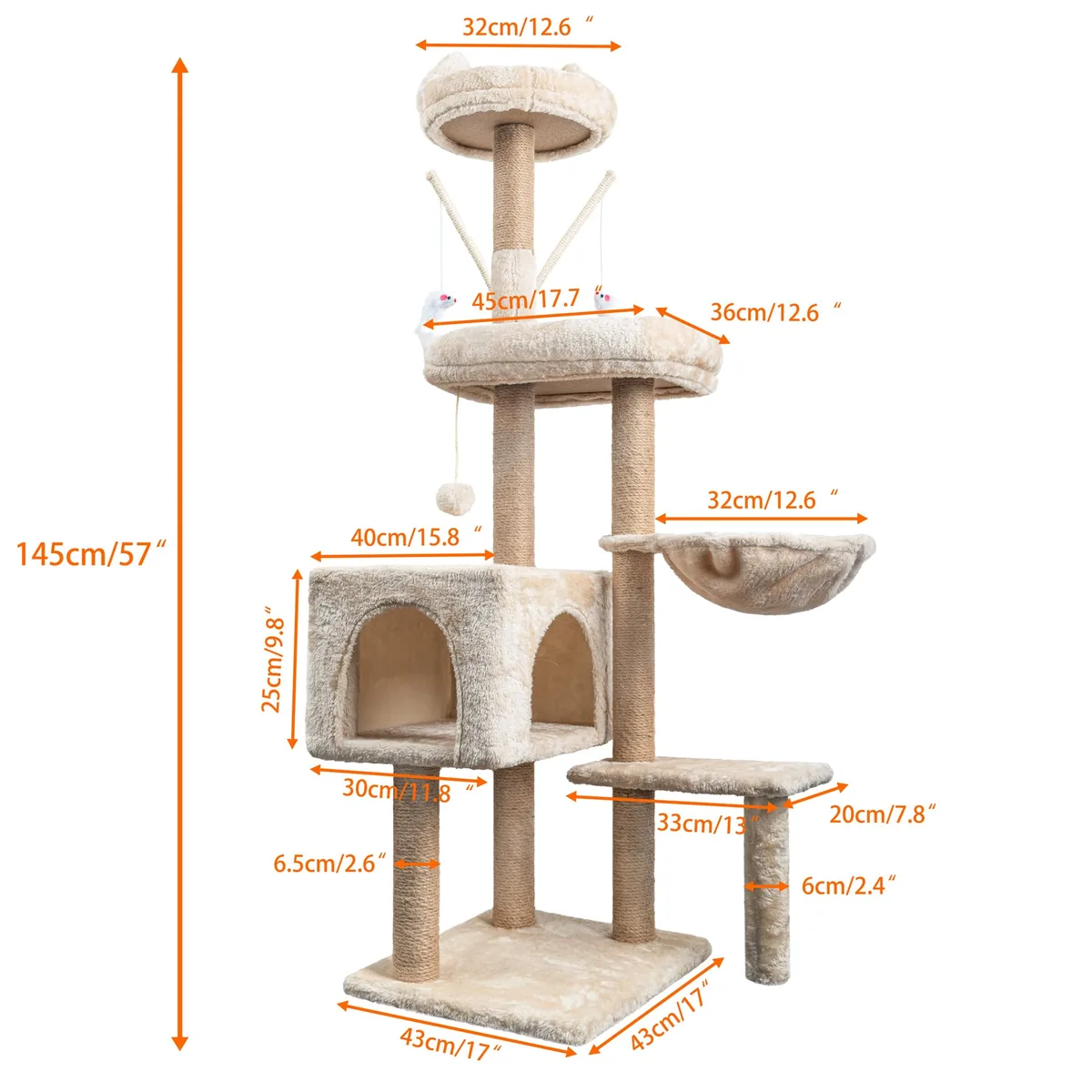 HOMIDEC Árbol 145 cm con cueva y nido colgante — imagen 3