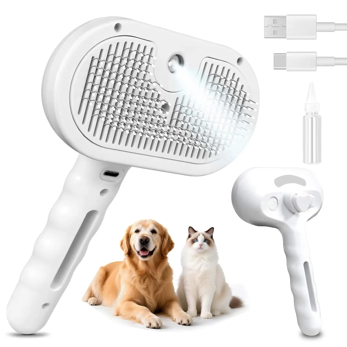 JHER Cepillo de vapor 4 en 1 para gatos