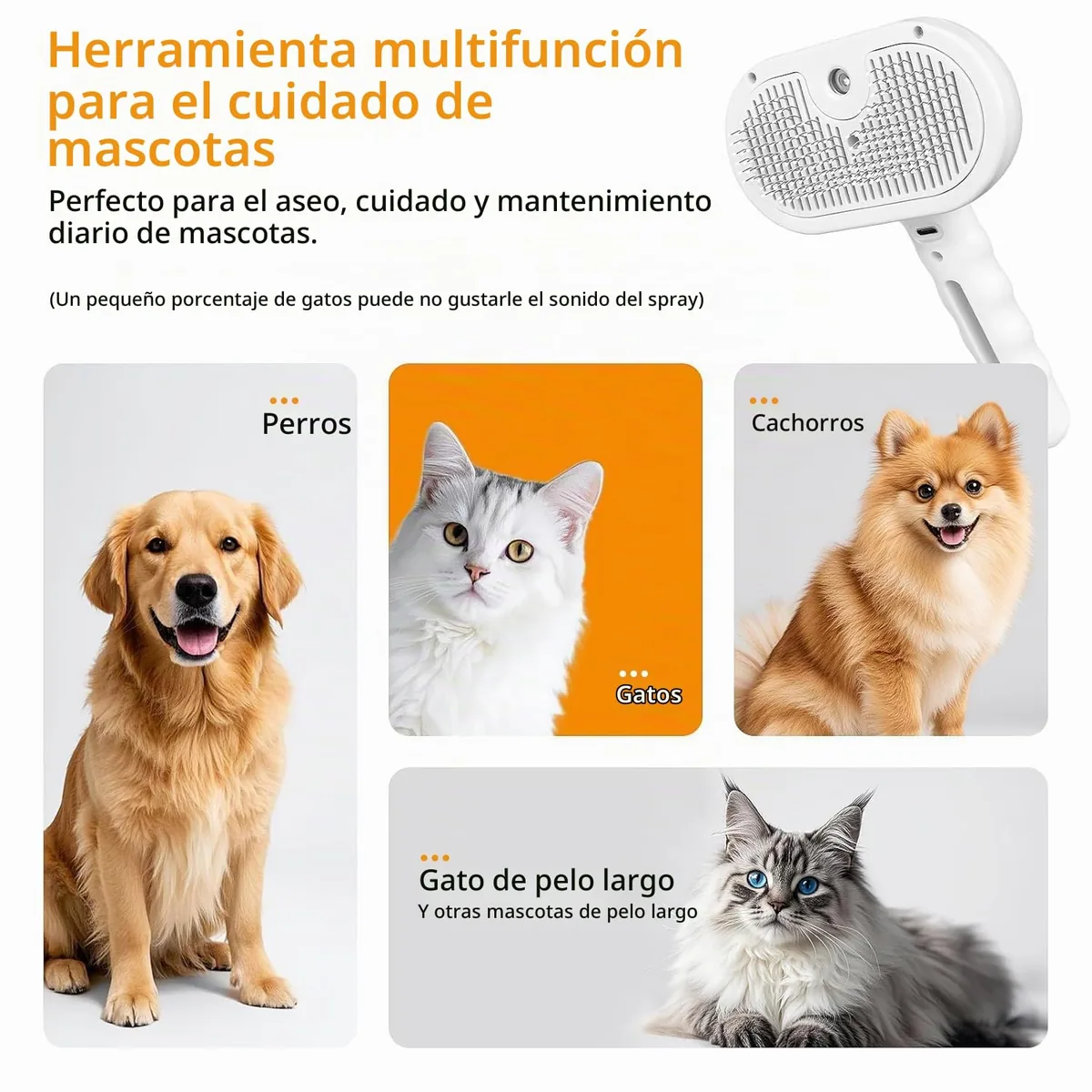 JHER Cepillo de vapor 4 en 1 para gatos — imagen 2