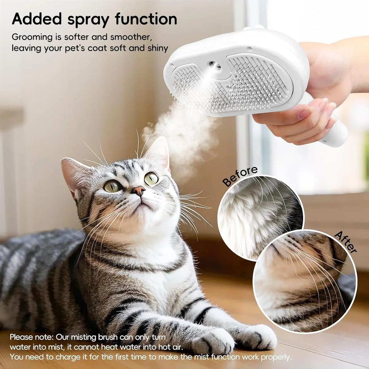 JHER Cepillo de vapor 4 en 1 para gatos — imagen 5