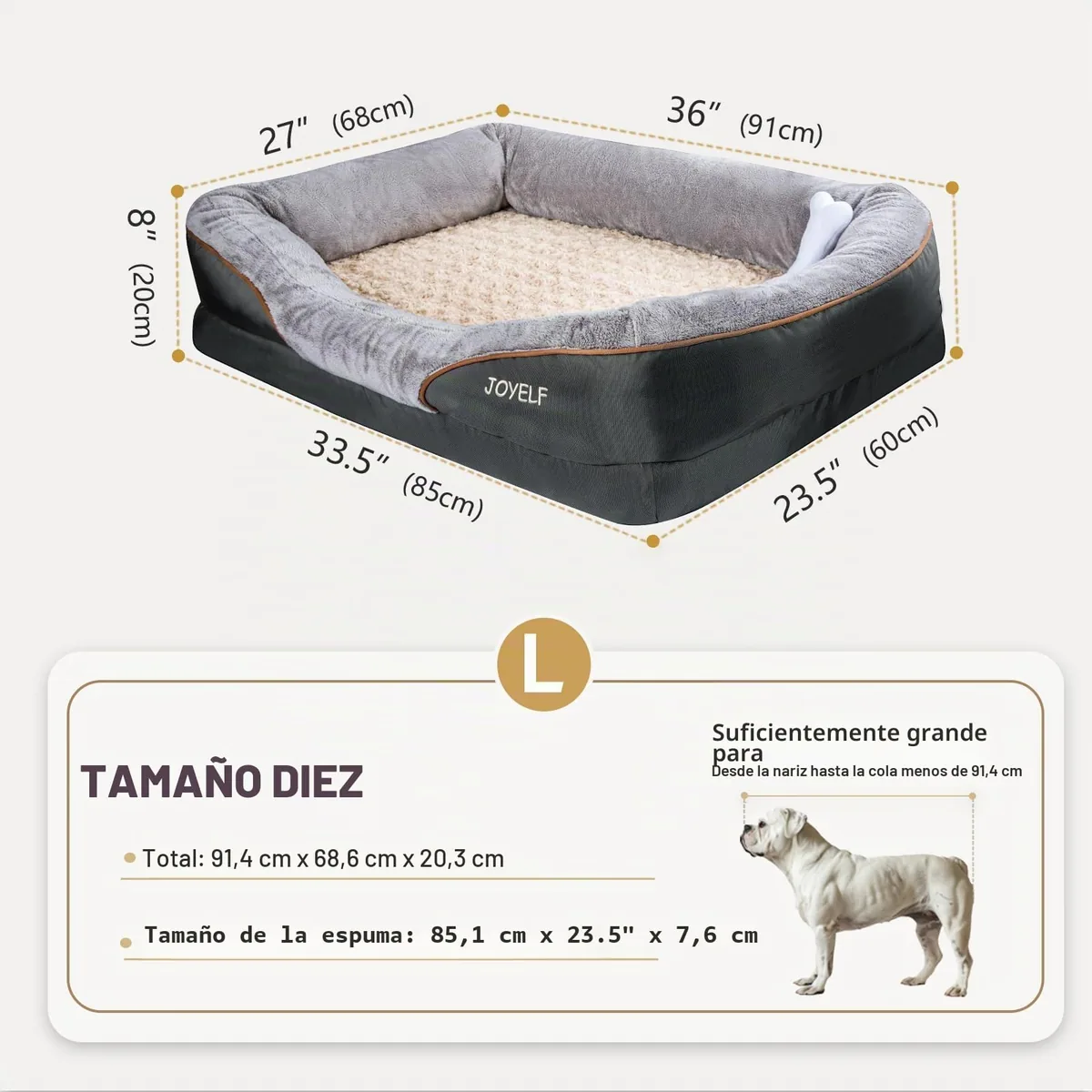 JOYELF Cama ortopédica viscoelástica (Large) — imagen 2