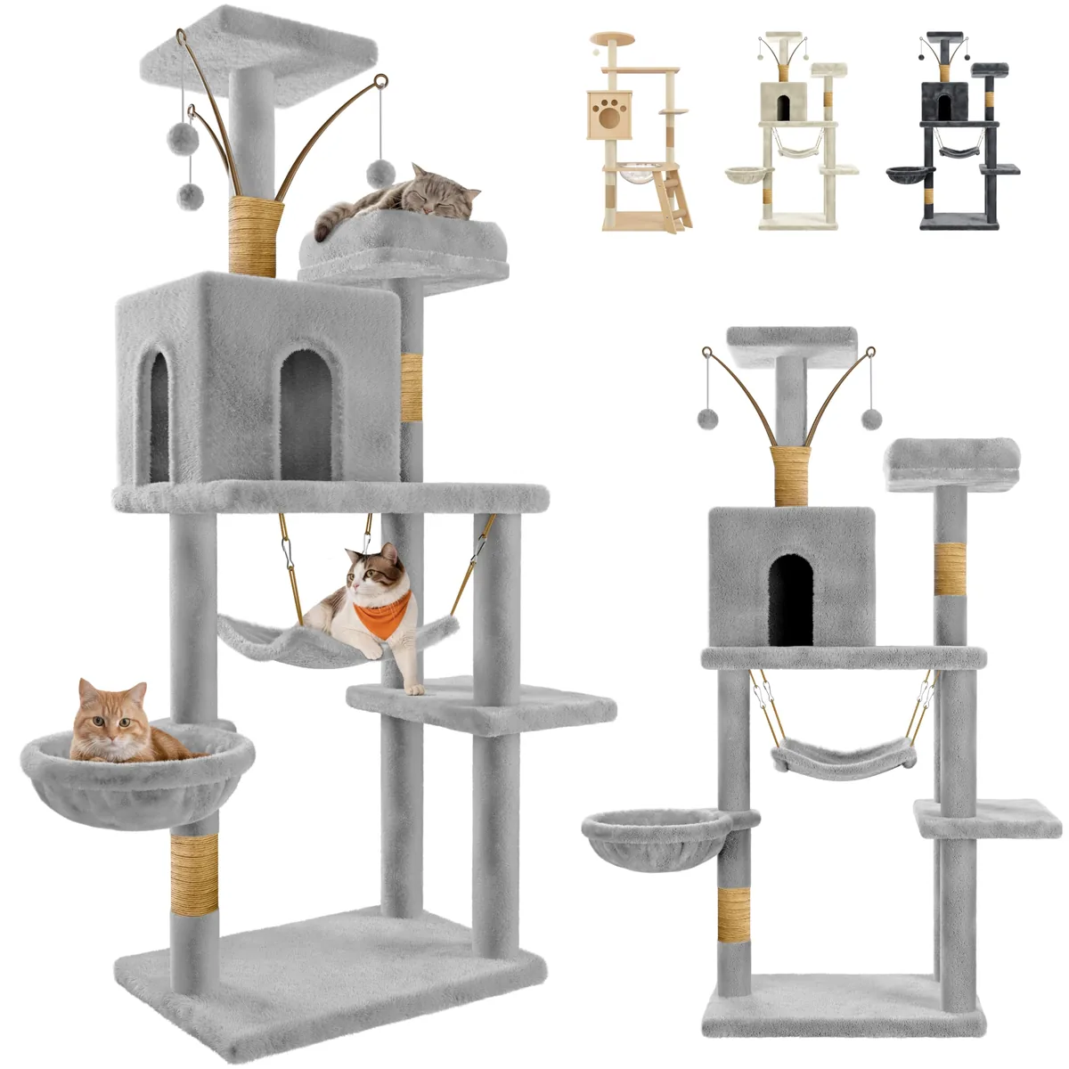 JUPPLIES Árbol rascador 143 cm (5 plataformas, 3 nidos)