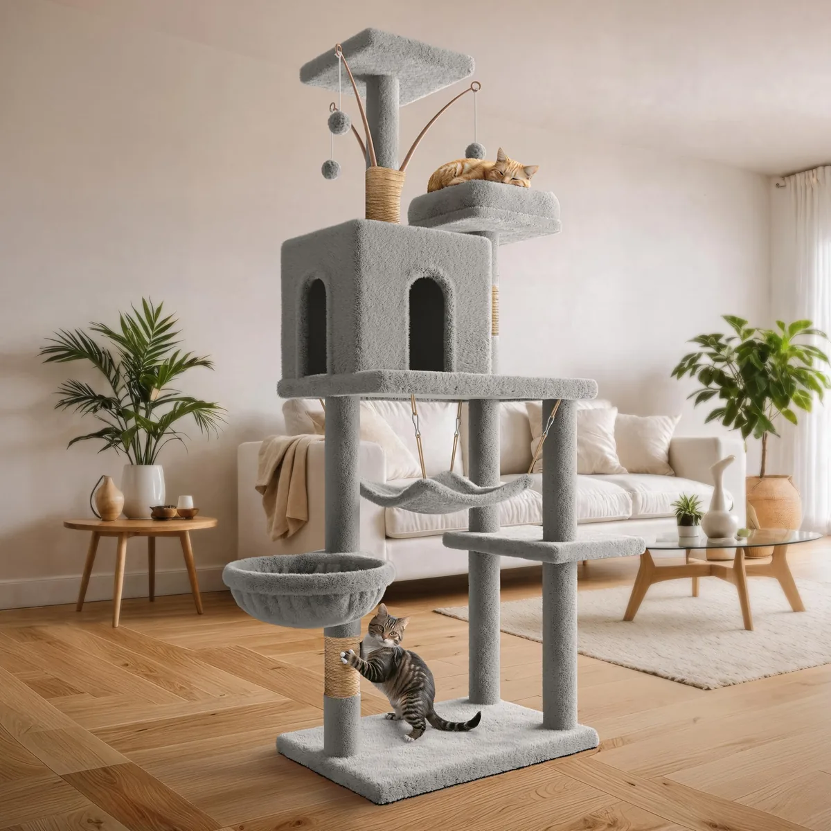 JUPPLIES Árbol rascador 143 cm (5 plataformas, 3 nidos) — imagen 2