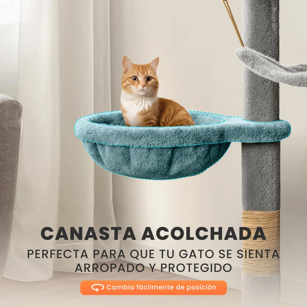 JUPPLIES Árbol rascador 143 cm (5 plataformas, 3 nidos) — imagen 7