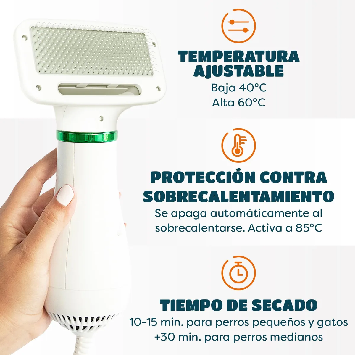 KUUBIA Secador 2 en 1 con cepillo para mascotas pequeñas — imagen 3