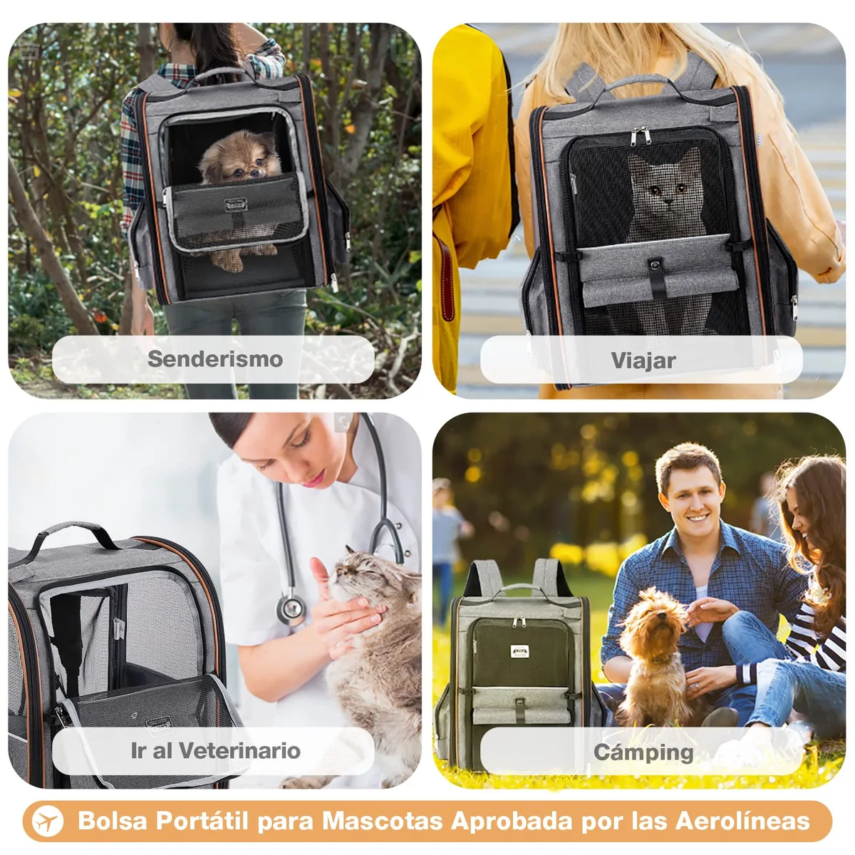 Lekespring Mochila transportín extensible 4 entradas — imagen 7
